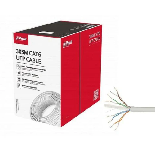DAHUA Cable UTP CAT6 cobre 23AWG chaqueta blanca x 305mts - Imagen 3