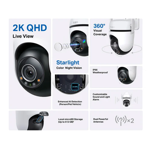 TP-LINK TAPO C520WS Cámara de seguridad WIFI 4MP 2K+ 360º PT - Imagen 2